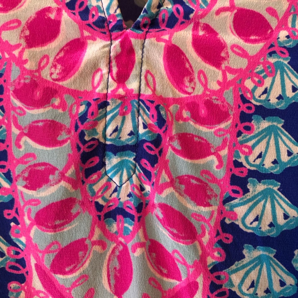 Lilly Pulitzer Silk Blue and Pink Tunic Top - Picture 2 of 8